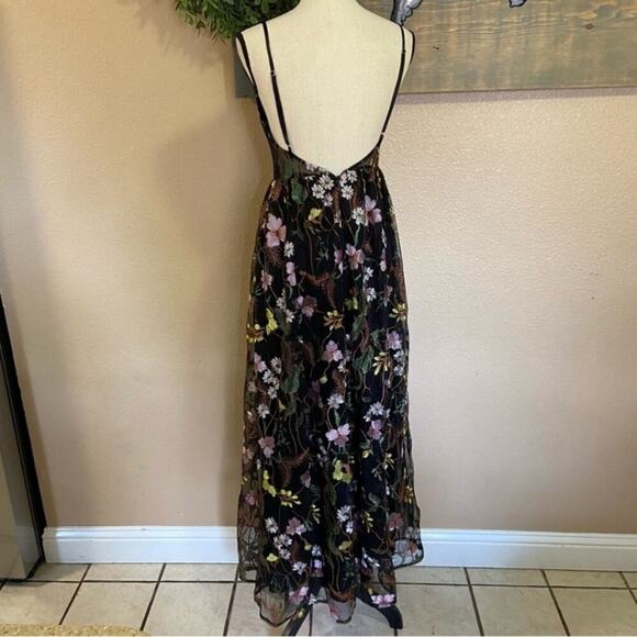 NWOT Lulus Radiant Fantasy Black Floral Embroidered Tulle Maxi Dress - Picture 8 of 10